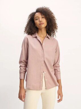 Everlane Must-Have Shirt Silky Pima Cotton Women's Size 14 NWT Fawn Mauve Preppy